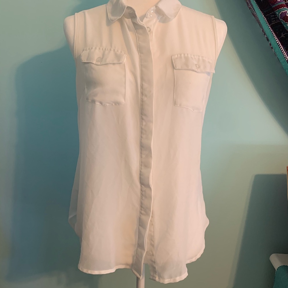 Cotton On: White Button Down Tank Top